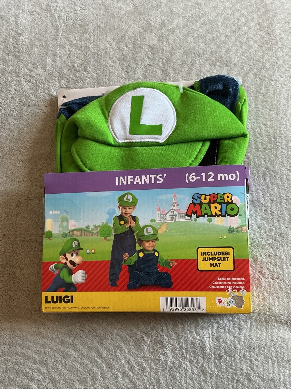 NWT Nintendo Luigi Super Mario Halloween Costume Infant Size 6-12mos by Disguise